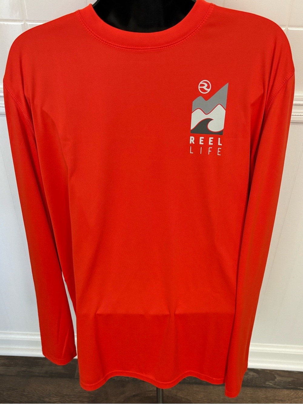 Men's Long Sleeve Orange Reel Life Performance Fishing, Boating Shirt UV Size M